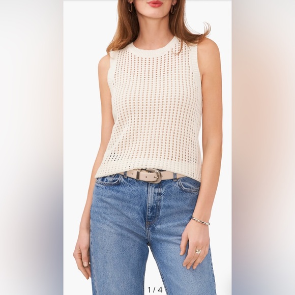 Vince Camuto Cream Open Knit Sweater Tank Size X-Large NWOT - Picture 4 of 10